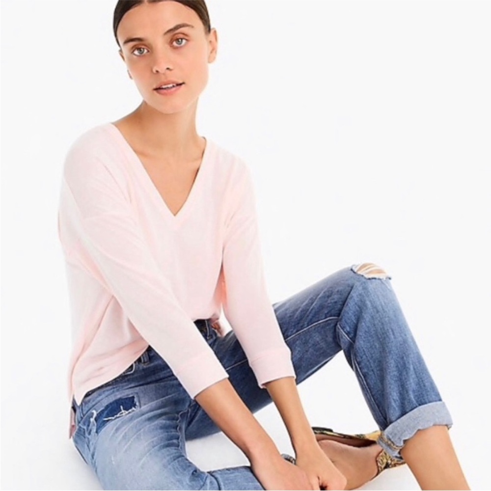 J. Crew Pink SuperSoft V-neck Lightweight Sweater